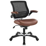 Modway Edge Mesh Back and Tan Vinyl Seat Office Chair With Flip-Up Arms - Ergonomic Desk And Computer Chair