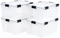 IRIS USA 62.8 Quart Plastic Storage Bin Tote Organizing Container with Durable Lid and Seal and Secure Latching Buckles, 4 Pack