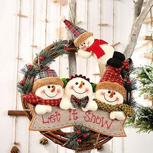 Aceshop Guirnaldas de Decoración de Navidad de Ratán Santa Muñeco de Nieve Muñeca Árbol de Ratán Adorno Colgante para el Hogar Árbol de Navidad Corona de Ventana y Decoraciones para Fiestas de Navidad
