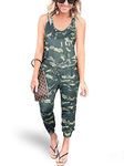 REORIA Women Summer Casual Sleeveless Tank Top Elastic Waist Loose Jumpsuit Rompers with Pockets, 91-camouflage, Small