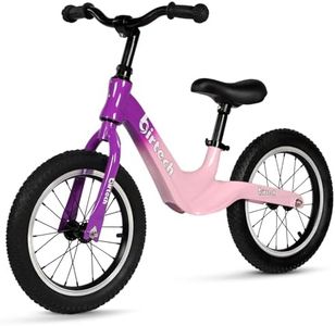 14" Balance Bike for Boys and Girls, Air Tires with Magnesium Alloy Frame, Lightweight No Pedal Kids' Bike for 3-6 Years Old, Training Bike with Adjustable Handlebar and Seat (Purple&Pink)