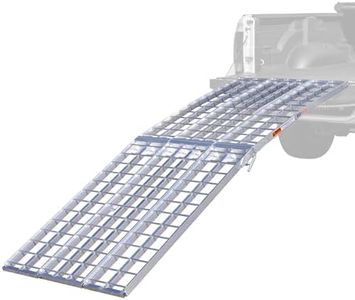 Black Widow 9' Aluminum Folding Motorcycle Ramp, Extra-Wide 3-Piece Arched Ride-Up Loading Ramp for Trucks and Trailers, 1,500 Lb Capacity, Silver