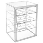 Cutora Extra Large 4 Tiers 15.7"X11.8"X9.8" Clear Acrylic Organizer Box Display Case, Plastic Holder with Magnetic Door and 3 Division Boards for Figures, Books, Handbags, Purses, Boots