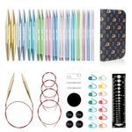 RUIDI Circular Knitting Needles Set, 13 Sizes Aluminium Interchangeable Circular Knitting Needles Set with Case & Accessories, 4" (10cm) | (2.75mm to 10mm) (Muticolour)
