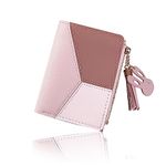 WisePoint Wallet for Women, PU Leather Wallet Coin Purse with Metal Snap Button, Mini Wallet with Coin Bag and Zipper, Bifold Wallets Rabbit Pendant, Credit Card Holder Wallet for Girls (Pink)