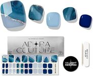 Adora Couture Semi Cured Gel Nail Strips Pedicure | Blue Mosaic Gel Pedi Strips | Gel Polish Pedicure Nail Wraps Sticker | Salon Nails at Home Pedicure Kit - Requires UV Light (Blue Ocean Pedi)