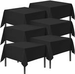 6pk Black Table Cloth Party | 121x121cm Halloween Black Plastic Table Cover Party | Black Plastic Table Cloth, Black Tablecloth Black Party Table Cloth Disposable Table Clothes for Parties Table Cover