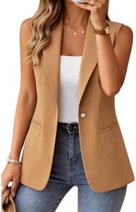 Kedera Women's Long Sleeveless Duster Trench Vest Casual Lapel Office Blazer Jacket