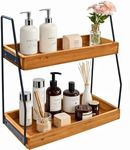 Acacia Bathroom Organizer Countertop 13.6 x 14 x 6.7 inches, 2-Tier Wood Counter Standing Rack, Countertop Storage Shelf for Organizing Bathroom Kitchen Office Desk Vanity Cosmetic Balcony