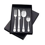 4 Pieces Cutlery Set,Stainless Steel Fork Knife Spoon Sets,4-Piece Set of Western Food Knives/Forks and Spoons,Suitable for Home Kitchens/Restaurants/Travel Cutlery (4pc-Silver)