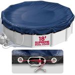 18 ft Round Pool Cover for Above Ground Pools, Above Ground Pool Cover, Swimming Pool Cover, Winter Pool Cover, Keeps Out Debris, Cold and UV Resistant, Supreme Mesh, Navy Blue