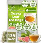 Lavendium, Premium 135 Guava Leaf Tea Bags, 100% Natural & Pure from Guava Leaves. Loose Leaf Guava Herbal Tea. Guava Leaf Tea. No Sugar, No Caffeine, No Gluten, Vegan.