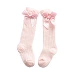 SYGA Baby Girls Mesh Nylon Bow Socks Suitable for Ages 0-3 Years(Pink)