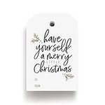 Bliss Collections Merry Little Christmas Tags, Pack of 50, Gold and Black, Holiday ’Tis The Season Events, Parties and Celebrations - Great for Seasonal Favors