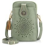 APHISON Designer Phone Bags for Women Crossbody, Sunflower Tassel Vegan Leather Small Crossbody Bags for Women fits Phone Up to 6.7 inches Green