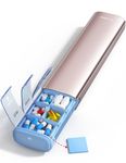 Vaydeer 7 Day Weekly Pill Organizer (Support 2 Times a Day), Metal Travel Pill Case, Large Capacity Daily Cute Pill Box for Supplements, Pills, Vitamins and Medication (Rose Gold)