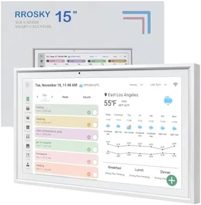 RROSKY WiFi Digital Calendar Smart Family Planner,Chore Charts, Achievement Rewards, AI Meal Planning, Smart Touchscreen Interactive Display for Schedules and Cloud Photo Desk Bases,15.6'' White