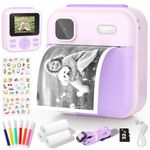 YOHOOLYO Kids Camera Instant Print, 2.4'' Digital Instant Camera for Kids with 32GB Card & 3 Rolls Paper, 1080P HD Video Recording, Gifts for Girls Aged 3-12, Purple