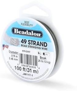 Beadalon 49 Strand Stainless Steel Bead Stringing Wire, .018 in / 0.46 mm, Bright, 100 ft / 31 m