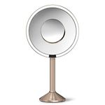 simplehuman Sensor Lighted Makeup Vanity Mirror Pro 8" Round, 5X + 10x Dual Magnification, Rose Gold Stainless Steel, Rechargeable and Cordless