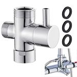 3 Way Shower Diverter Valve Bathroom Universal Shower Head Splitter G1/2" Shower Arm Angle Valve Brass Handshower Water Diverter Switch Replacement for Hand Held Showerhead & Fixed Spray Head Chrome