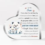 Son Acrylic Plaque Graduation Inspirational Ornaments Men Birthday Gifts Desk Sign Appreciate Christmas Home Decoration Family Day Best Wishes Keepsakes for Him Laugh Love Live