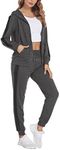 Parabler Sportswear Women's Jogging Suit Sportswear Two-Piece Leisure-Suit Fitness Dark Grey S