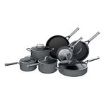 Ninja Foodi NeverStick Premium Hard-Anodized 12-Piece Cookware Set, Oven Safe to 500°F, Dishwasher Safe, All Range Capable, Grey/Stainless Steel