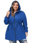 Hanna Nikole Raincoat for Women Outdoor Hooded Jacket Rain Jackets Waterproof Breathable Windbreaker Oversize Royal Blue 24