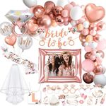 MOVINPE Bachelorette Party Decorations,Rose Gold Bachelorette Party Decorations with Bachelorette Veil, Bride to Be Sash, Photobooth Props ,Bridal Shower Decorations Bachelorette Engagement Party Deco