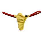 Faringoto Men's Big Bag Elephant Trunk Thong Boys Nylon Silky Breathable Low Waist T Pants Bottoming Underwear Yellow