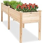 Best Choice Products 72x23x30in Raised Garden Bed, Elevated Wood Planter Box Stand for Backyard, Patio, Balcony w/Divider Panel, 6 Legs, 300lb Capacity - Natural
