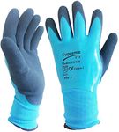 5 Pairs Blue Aqua Waterproof Fully Latex Coated Nylon Safety Work Gloves (Medium)