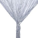 String Curtain Panel, Glitter Door Wall Window Doorways Panel Fly Screen Fringe Room Divider Blinds, Decorative Tassel Ribbon Strip Silver Screen for Living room, Bedroom, Party Events (Grey)