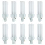 Sunlite 3500K Neutral White Fluorescent 13W PLD Double U-Shaped Twin Tube CFL Bulbs with 2-Pin GX23-2 Base (10 Pack)