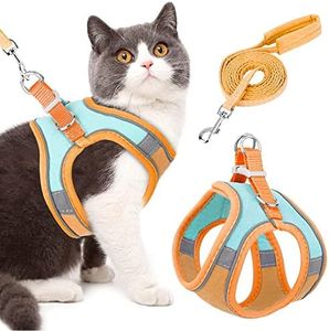 BITTZOOT Cat Harness and Lead Set, Escape Proof & Reflective Kitten Vest for Walking and Traveling, Step in Harnesses with Lightweight Soft Mesh （Medium