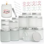 Glass Jars with Lids 16Pack- Portable Amber Round Empty Glass Candle Jars with Lids/Food Storage Containers/Body Butters Containers/Body Butter Jars (8 fl.oz, Frosted)