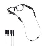 Sunglasses Strap for Meta RayBan Glasses - No Tail Adjustable Glasses Straps Cords Eyewear, Eye Glasses Holders Around Neck for Men Women Kids - String, Chain Rope for Sports (2pcs Black 20IN )