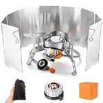 Odoland 3500W Windproof Camping Stove with Folding Windscreen and Fuel Canister Adapter, Portable Collapsible Camp Gas Stove Burner Outdoor Backpacking, Hiking Trekking and Picnic