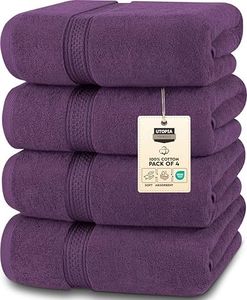Utopia Towels 4 Pack Premium Bath Towels Set, (27 x 54 Inches) 100% Ring Spun Cotton 600GSM, Lightweight and Highly Absorbent Quick Drying Towels, Perfect for Daily Use (Plum)