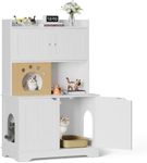 DWVO Cat Litter Box Enclosure with Shelves for 2 Cats, Double Cat Litter Box Furniture Hidden with Cat House, Wooden 2 Cat Storage Cabinet Furniture for indoor cats, 35.4" L x 18.1" W x 55.1" H, White