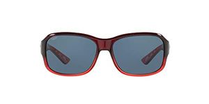 Costa Del Mar Women's Inlet Rectangular Sunglasses, Pomegranate Fade/Grey Polarized, 58 mm