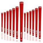 Karma Velour 13 Piece Golf Grip Set, Red Jumbo (+1/16” Oversize) Rubber Velvet Style Replacement Golf Club Grips for Men