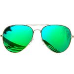 KANASTAL Green Sunglasses Men's Polarised Mirrored Womens Tinted Metal UV400 Protection Sun Glasses - Gold Framed Green Mirror