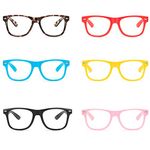 6 Packs Kids Candy Colour Pretend Glasses No Lens Party Glasses Costume Glasses Boys Girls Party Supplies Daily Accessories