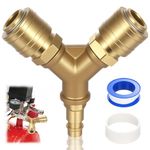 Airline Hose Connectors, Brass Air Line Fittings 1/4 BSP Airline Fittings, 2 Way Y-Splitter Connector, Air Compressor Fittingss, 1/4 BSP Quick Release Coupler for aAir Lines & Tools