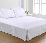 Sapphire Collection PLAIN DYED POLY COTTON PLEATED PLATFORM BASE VALANCE SHEETS (Single, Silver)