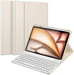 Fintie Keyboard Case for iPad Air 11-inch M2 (2024), iPad Air 5th Generation (2022) / iPad Air 4th Gen 10.9" - Soft TPU Back Cover w/Magnetically Detachable Bluetooth Keyboard, Starlight