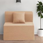 Wakefit Polyester Sofa Cum Bed | 5 Year Warranty | 1 Seater, Sofa Bed 6 X 2.5 Feet, Foldable Sofa Cum Bed with 1 Cushion - Flipper (Warpknit: Beige)
