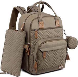 iniuniu Diaper Bag Backpack, Large Unisex Baby Bags for Boys Girls, Waterproof Travel Back Pack with Diaper Pouch, Washable Changing Pad, Pacifier Case and Stroller Straps, Khaki